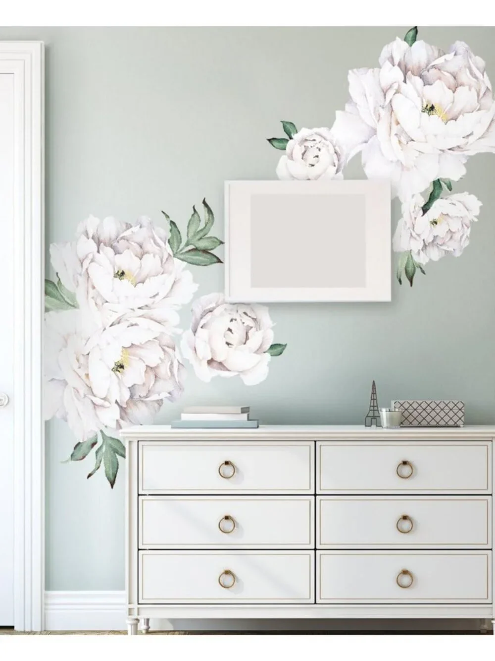Elegant Peony Flower Wall Sticker - White Floral Decal for Home Decor